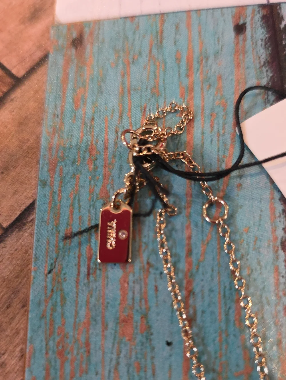 Coach Delicate Gold Toned Necklace With Heart Pendant 18 In